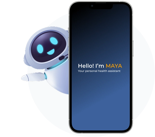 Maya, the MyLera AI health assistant, showing tracked vitals
