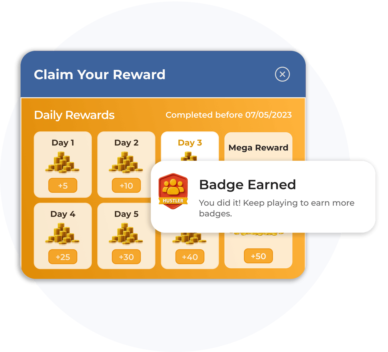 MyLera rewards screen showing points, quests and badges
